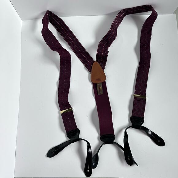 Trafalgar Suspenders Maroon Gold Grosgrain Lightweight Brass Made in England - Picture 6 of 8